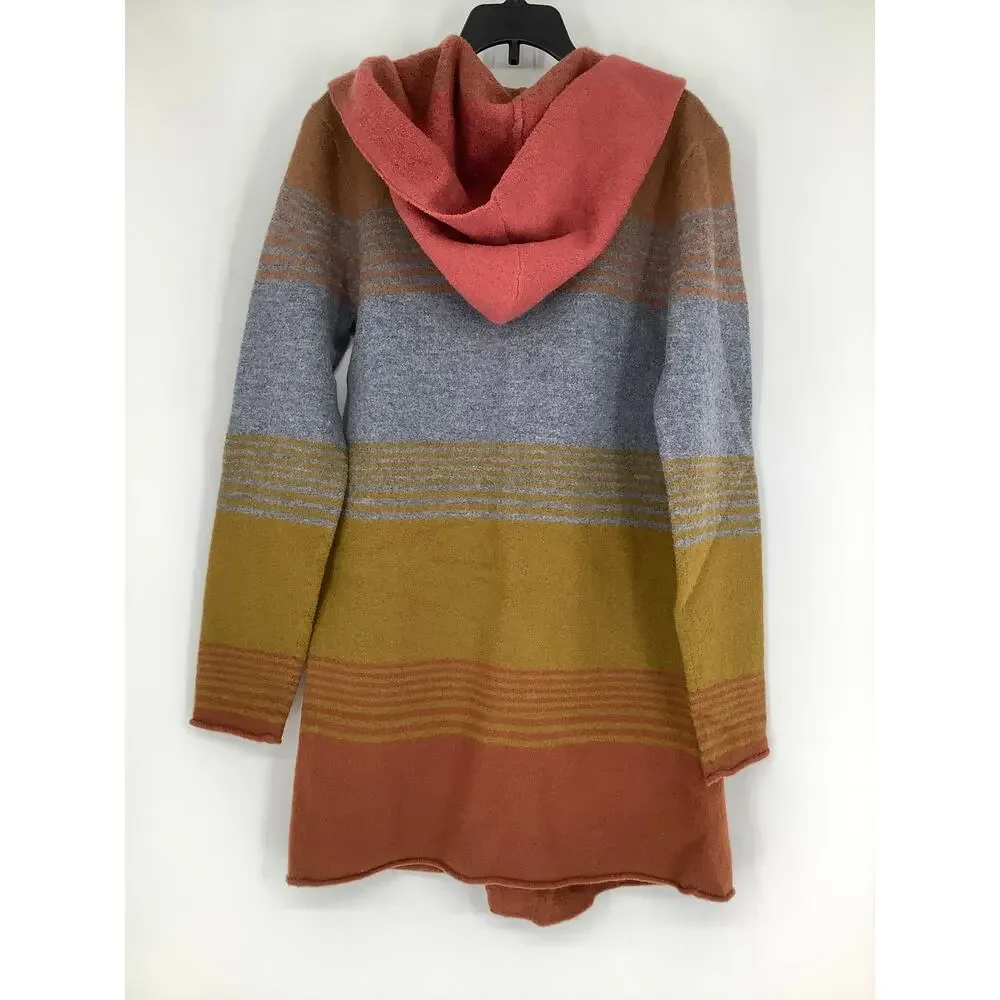 Toad&Co Women's Small Coyote Ombre Merino Wool Heartfelt Hoodie Cardigan HR7-40 - Picture 6 of 8